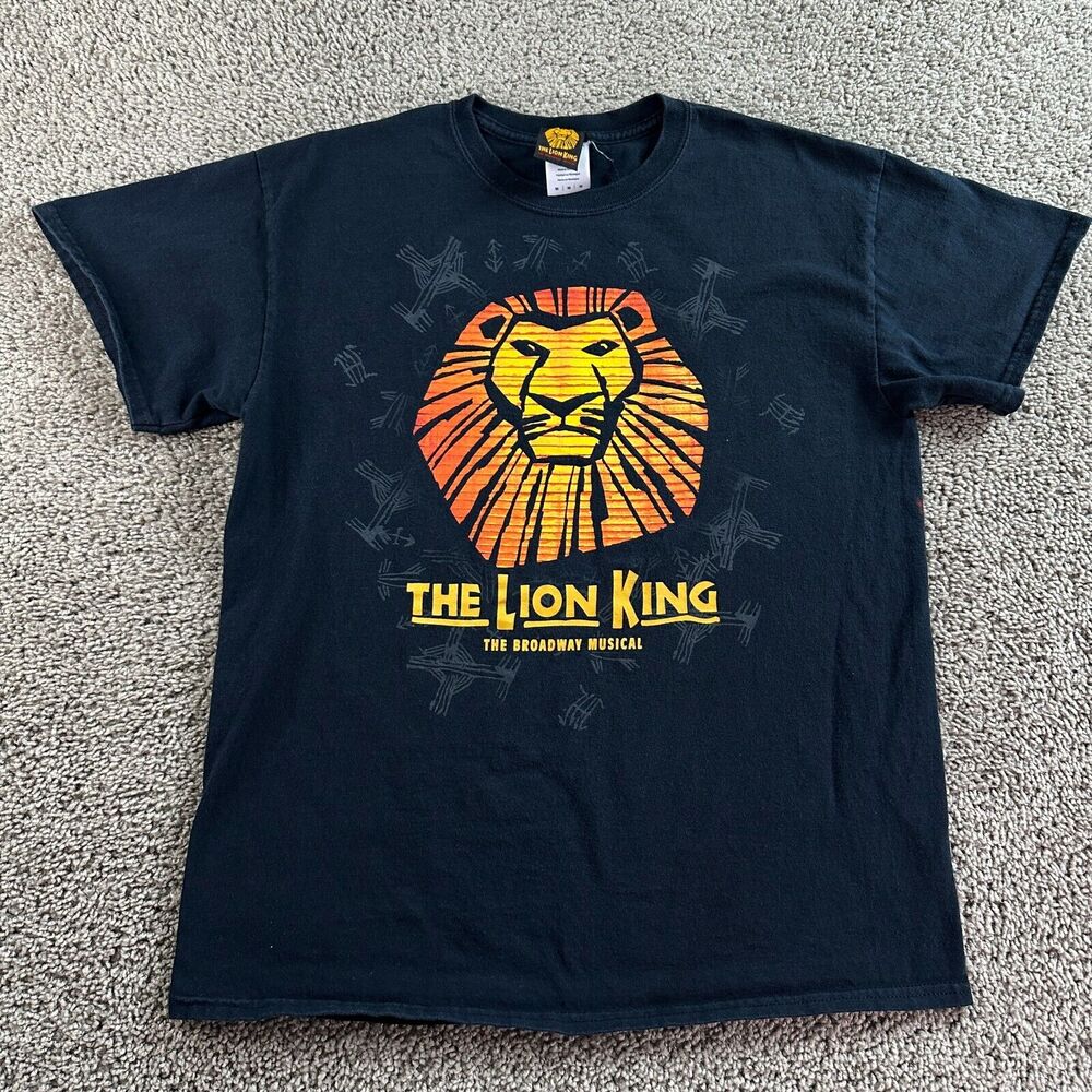 Lion King Shirt Mens Medium Black Yellow Broadway Musical Short Sleeve